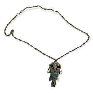 Vintage Silvertone Pendant on 22.5" Chain Box Clasp Closure